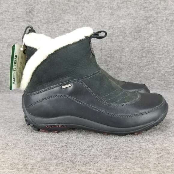 Merrell Sulis Black Leather Waterproof Insulated Winter Boots Women 7.5 DISCOLOR - Picture 8 of 12